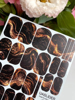 Black Marble Manicure Wraps — Copper Swirls | mw-027 - UASLIDER