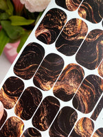 Black Marble Manicure Wraps — Copper Swirls | mw-027 - UASLIDER