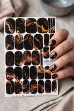 Black Marble Manicure Wraps — Copper Swirls | mw-027 - UASLIDER