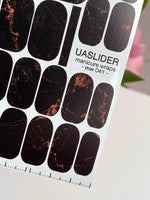 Black Marble Manicure Wraps — Copper Veining | mw-041 - UASLIDER