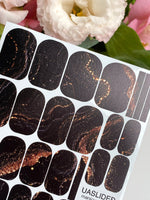 Black Marble Manicure Wraps — Copper Veins | mw-030 - UASLIDER