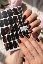 Black Marble Manicure Wraps — Copper Veins | mw-030 - UASLIDER