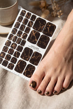 Black Marble Pedicure Wraps — Gold Foil Veins | pwg-040 - UASLIDER