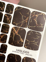 Black Marble Pedicure Wraps — Gold Foil Veins | pwg-040 - UASLIDER