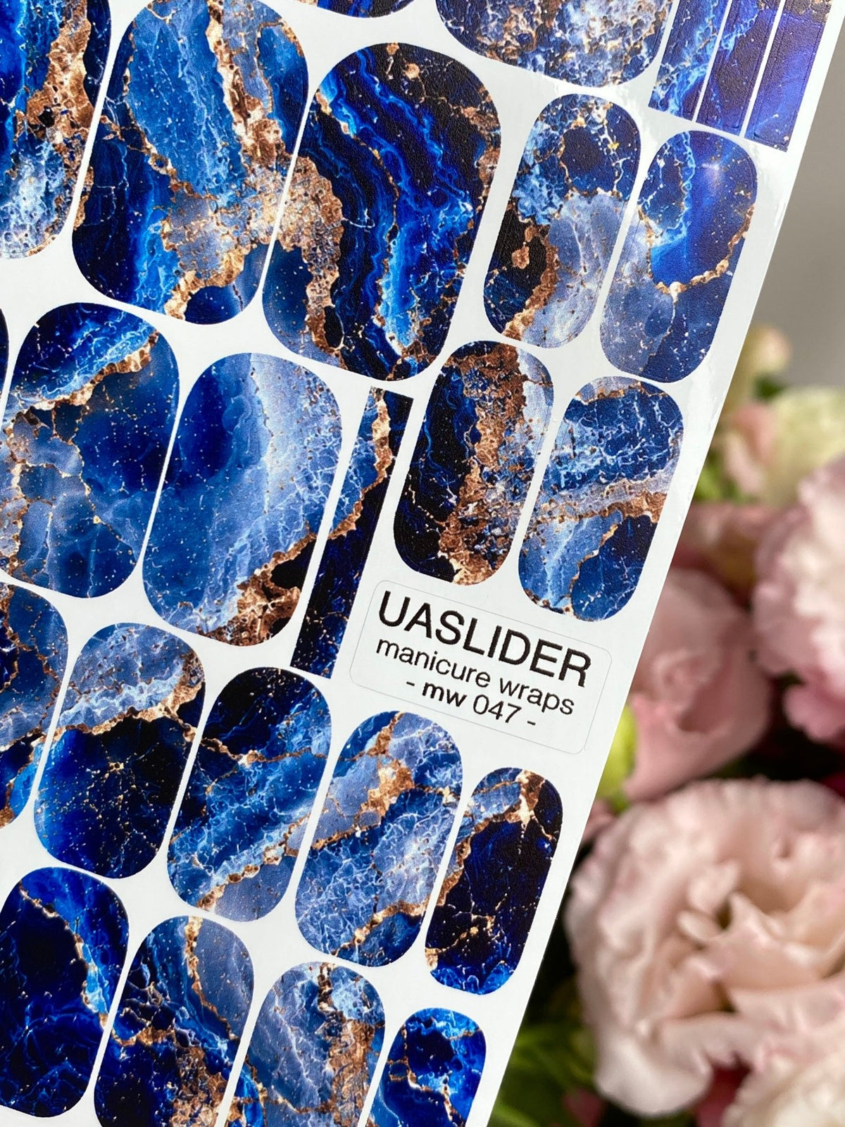 Blue Agate Manicure Wraps — Cobalt & Copper Veining | mw-047 - UASLIDER
