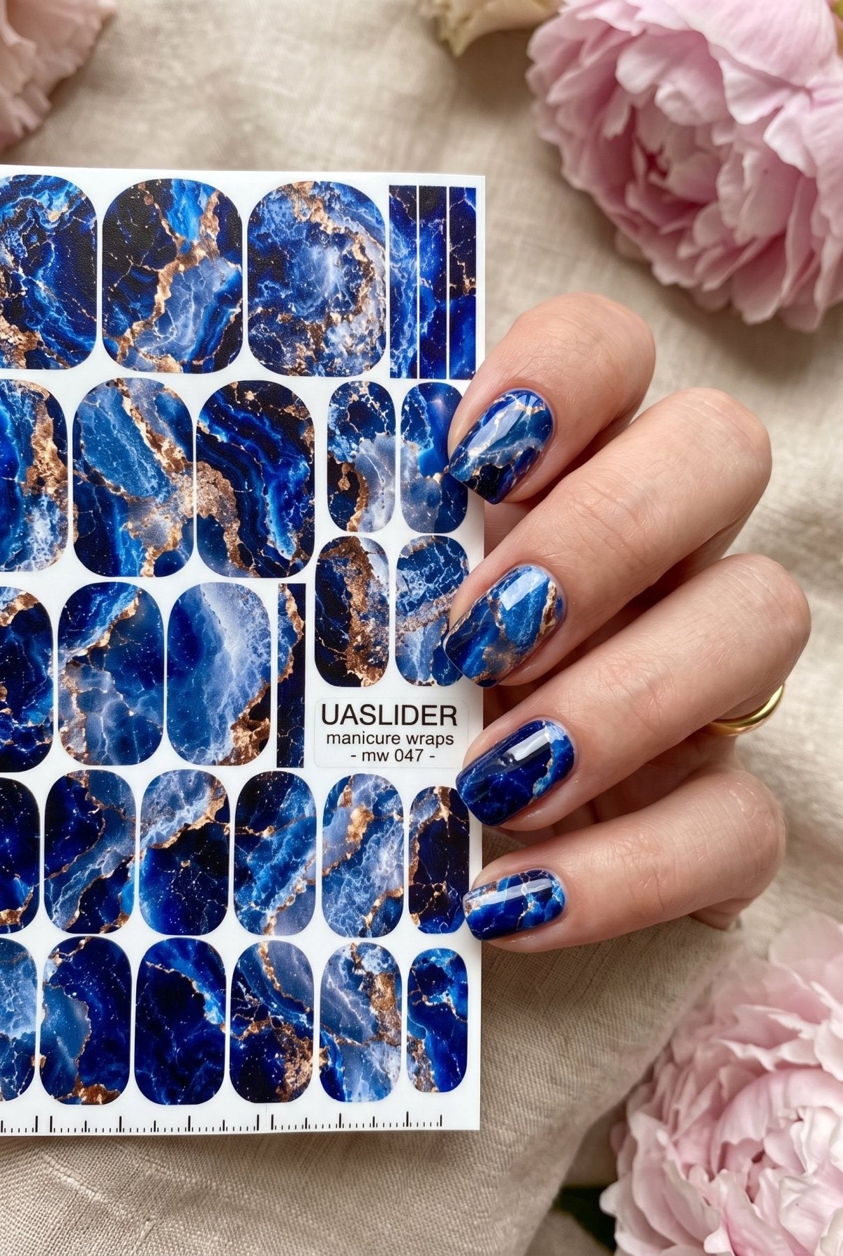Blue Agate Manicure Wraps — Cobalt & Copper Veining | mw-047 - UASLIDER