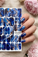 Blue Agate Manicure Wraps — Cobalt & Copper Veining | mw-047 - UASLIDER