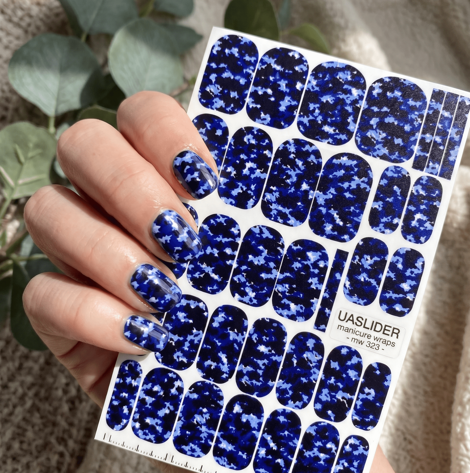 Blue Camouflage Manicure Wraps — Navy & Cobalt | mw-323 - UASLIDER