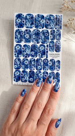 Blue Floral Manicure Nail Wraps — Watercolor Flower Mix | mw-077 - UASLIDER