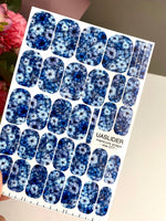 Blue Floral Manicure Nail Wraps — Watercolor Flower Mix | mw-077 - UASLIDER