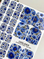 Blue Floral Pedicure Nail Wraps — Cobalt & Sky Blue | pw-349 - UASLIDER