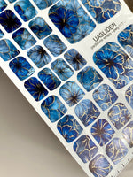 Blue Floral Pedicure Nail Wraps — Gold Foil | pwg-077 - UASLIDER