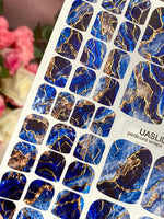 Blue Geode Pedicure Nail Wraps — Gold Foil Marble | pwg-047 - UASLIDER