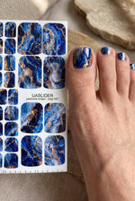 Blue Geode Pedicure Nail Wraps — Gold Foil Marble | pwg-047 - UASLIDER