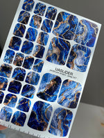 Blue Geode Pedicure Nail Wraps — Gold Foil Marble | pwg-047 - UASLIDER
