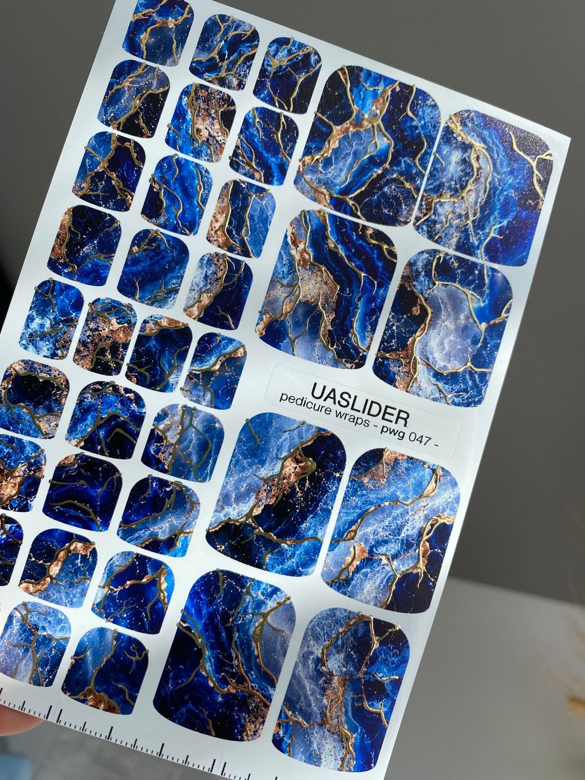 Blue Geode Pedicure Nail Wraps — Gold Foil Marble | pwg-047 - UASLIDER