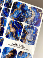 Blue Geode Pedicure Nail Wraps — Gold Foil Marble | pwg-047 - UASLIDER
