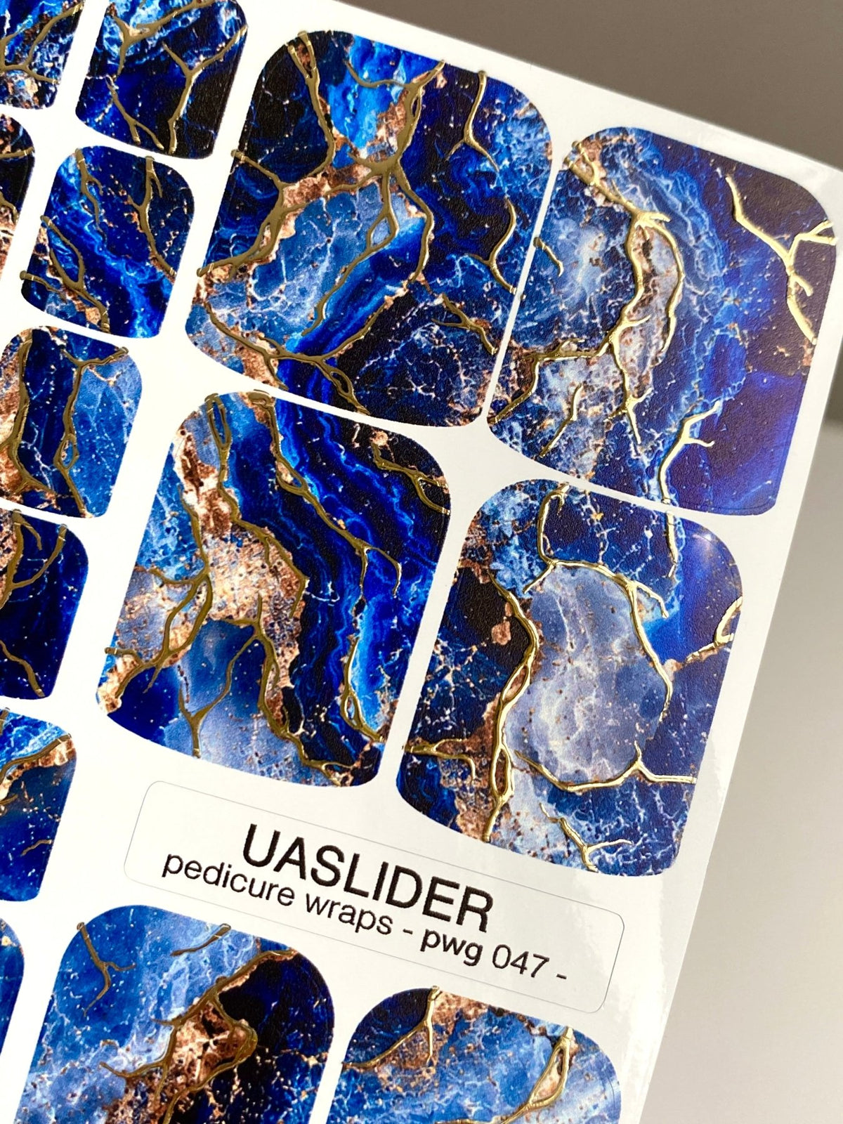 Blue Geode Pedicure Nail Wraps — Gold Foil Marble | pwg-047 - UASLIDER