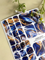 Blue & Gold Marble Pedicure Nail Wraps — Fluid Art Swirl | PW-045 - UASLIDER