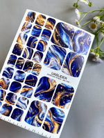 Blue & Gold Marble Pedicure Nail Wraps — Fluid Art Swirl | PW-045 - UASLIDER