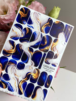 Blue Marble Manicure Nail Wraps — Navy, White & Amber | mw-039 - UASLIDER