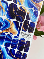 Blue Marble Manicure Wraps — Navy, Cobalt & Amber | mw-044 - UASLIDER