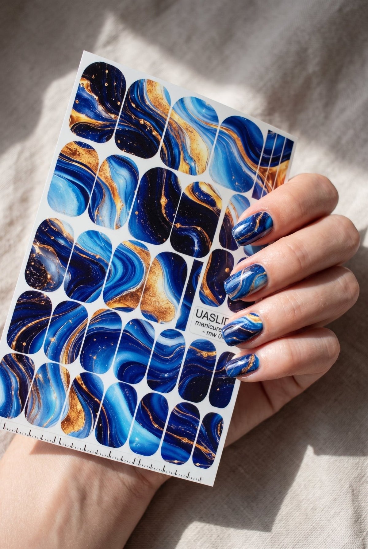 Blue Marble Manicure Wraps — Navy, Cobalt & Amber | mw-044 - UASLIDER