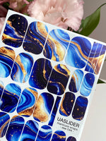 Blue Marble Manicure Wraps — Navy, Cobalt & Amber | mw-044 - UASLIDER