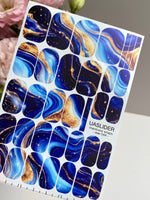 Blue Marble Manicure Wraps — Navy, Cobalt & Amber | mw-044 - UASLIDER