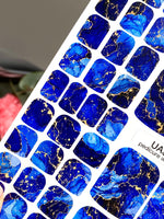 Blue Marble Pedicure Wraps — Navy & Amber Veins | pw-370 - UASLIDER