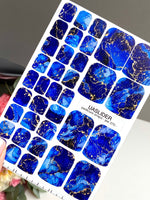 Blue Marble Pedicure Wraps — Navy & Amber Veins | pw-370 - UASLIDER