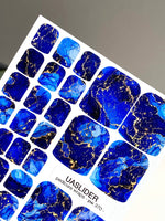 Blue Marble Pedicure Wraps — Navy & Amber Veins | pw-370 - UASLIDER