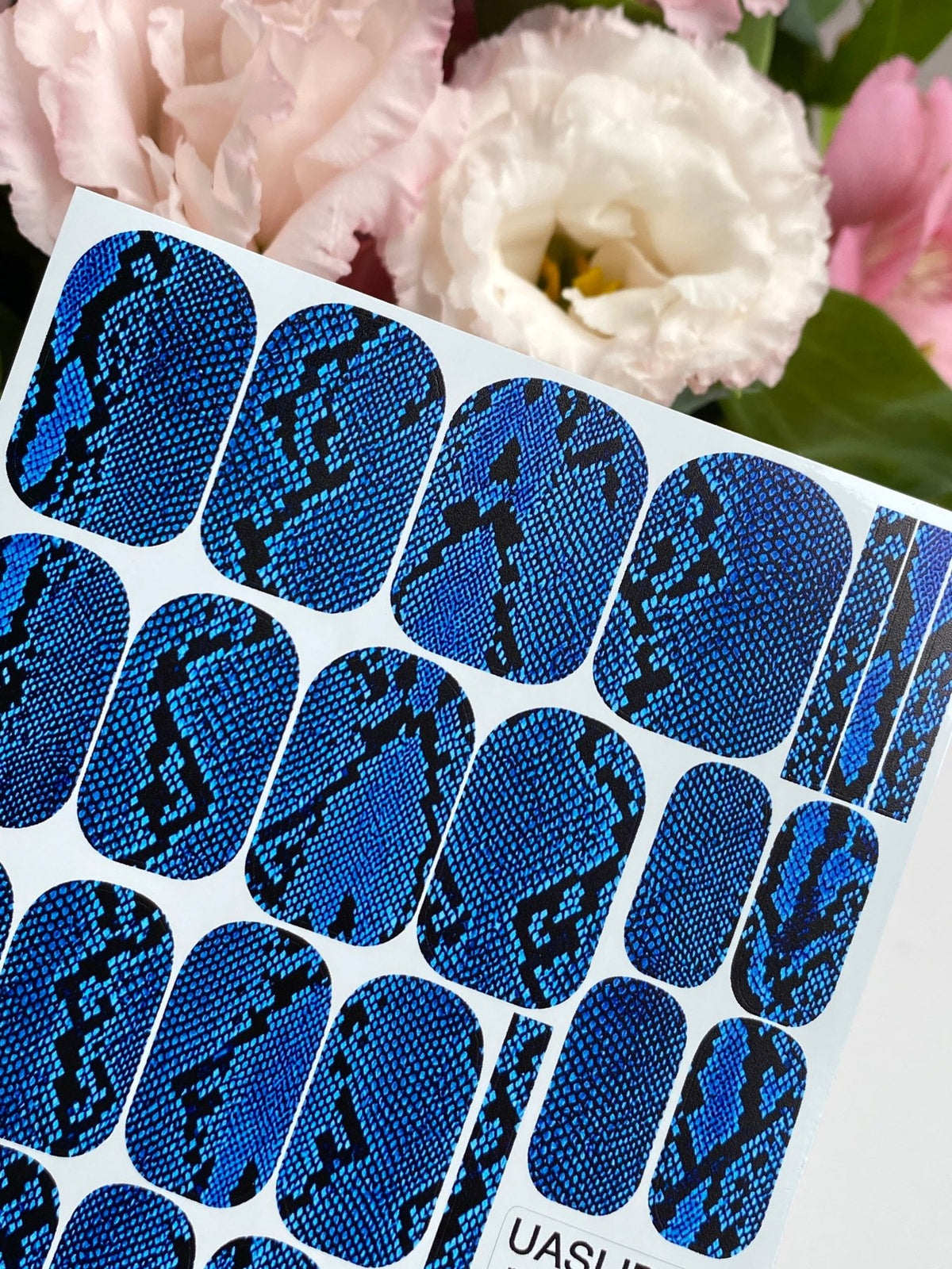 Blue Snakeskin Manicure Wraps — Black Reptile Print | mw-003 - UASLIDER
