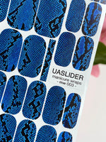 Blue Snakeskin Manicure Wraps — Black Reptile Print | mw-003 - UASLIDER
