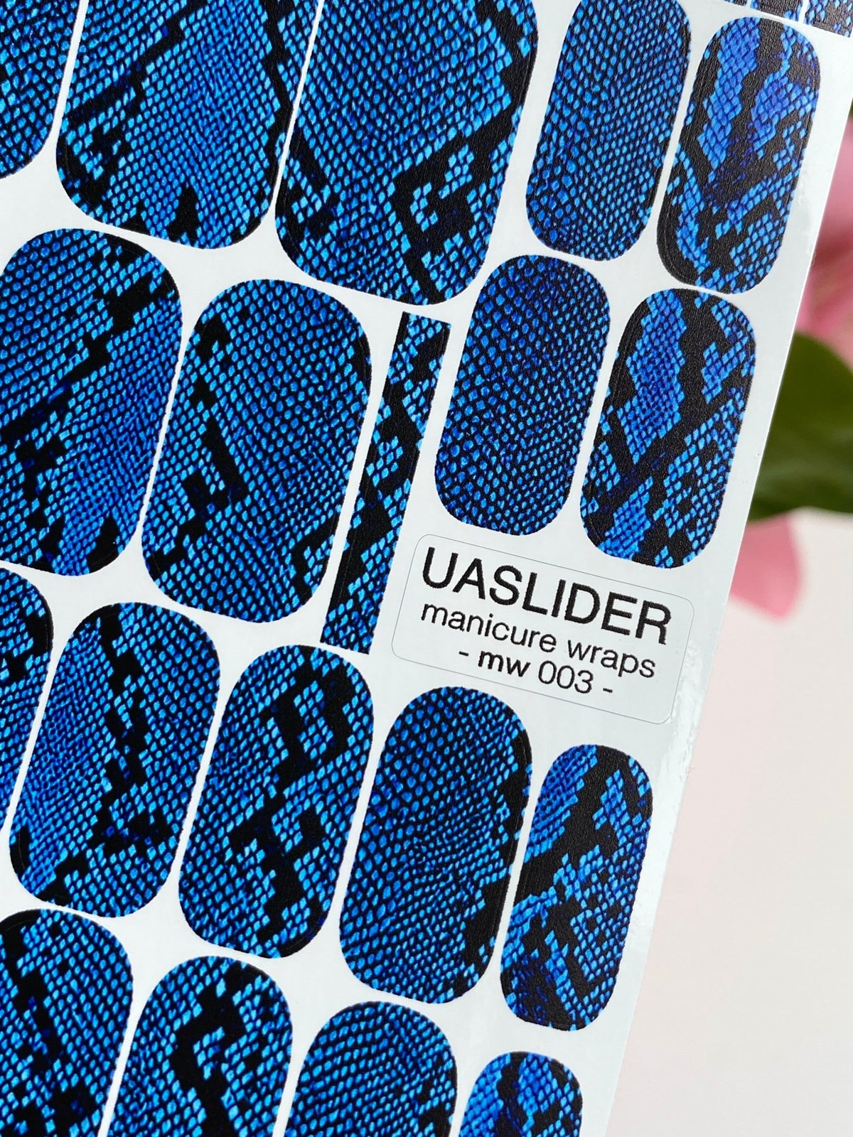 Blue Snakeskin Manicure Wraps — Black Reptile Print | mw-003 - UASLIDER