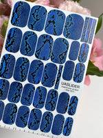Blue Snakeskin Manicure Wraps — Black Reptile Print | mw-003 - UASLIDER