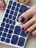 Blue Snakeskin Pedicure Wraps — Purple Reptile Texture | pw-353 - UASLIDER