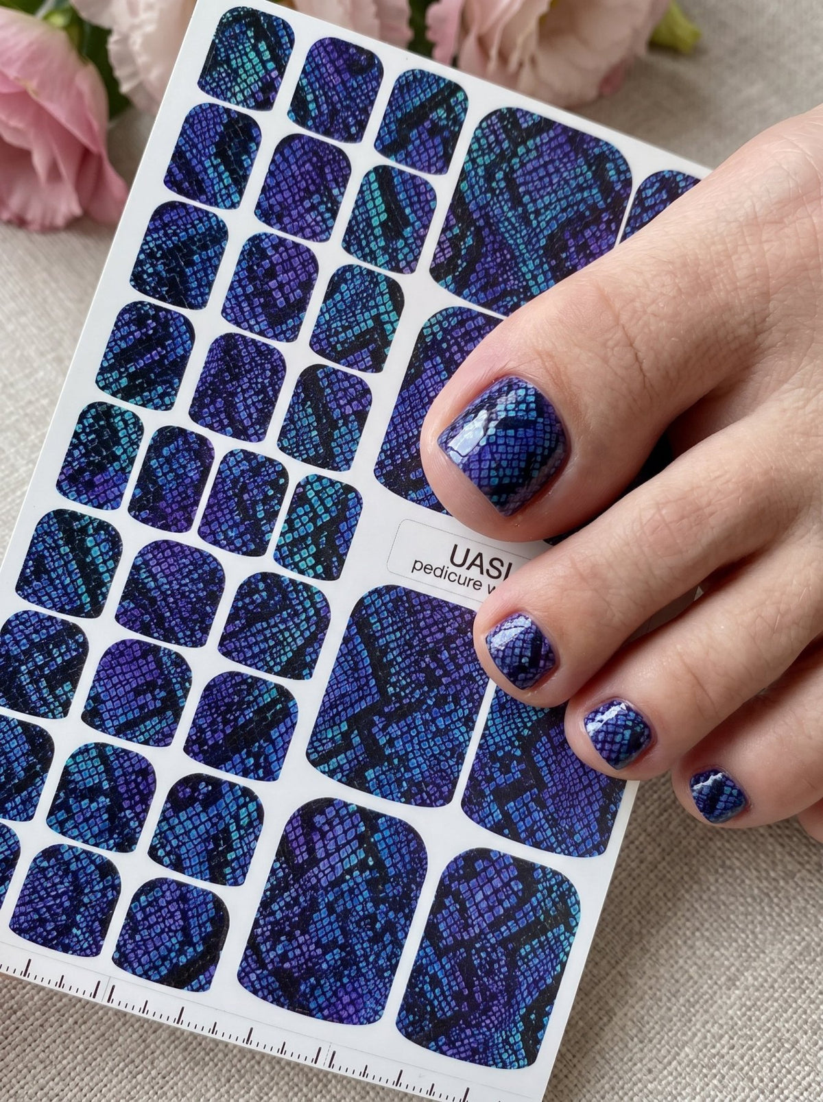 Blue Snakeskin Pedicure Wraps — Purple Reptile Texture | pw-353 - UASLIDER