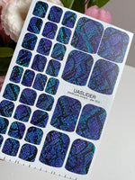 Blue Snakeskin Pedicure Wraps — Purple Reptile Texture | pw-353 - UASLIDER