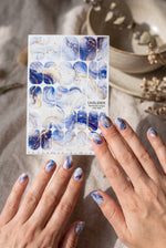 Blue Watercolor Marble Manicure Wraps — Cobalt & Ivory | mw-046 - UASLIDER
