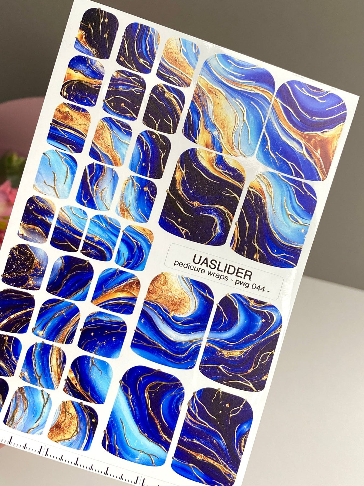 Blue Watercolor Marble Pedicure Wraps — Gold Foil | pwg-044 - UASLIDER