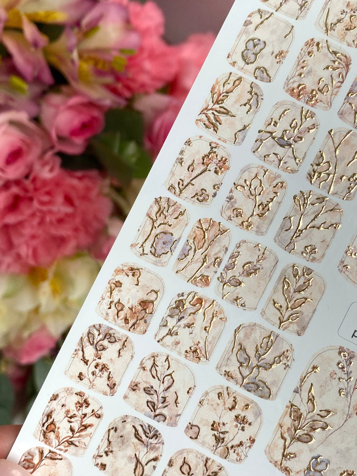 Blush Botanical Pedicure Wraps — Gold Foil Florals | pwg-048 - UASLIDER