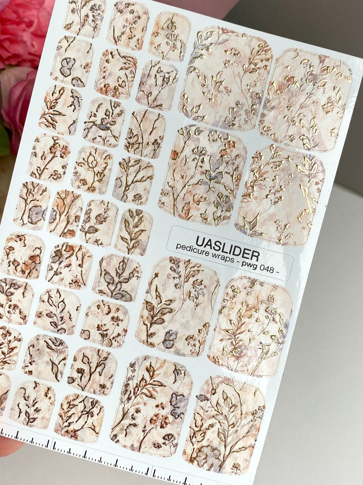 Blush Botanical Pedicure Wraps — Gold Foil Florals | pwg-048 - UASLIDER