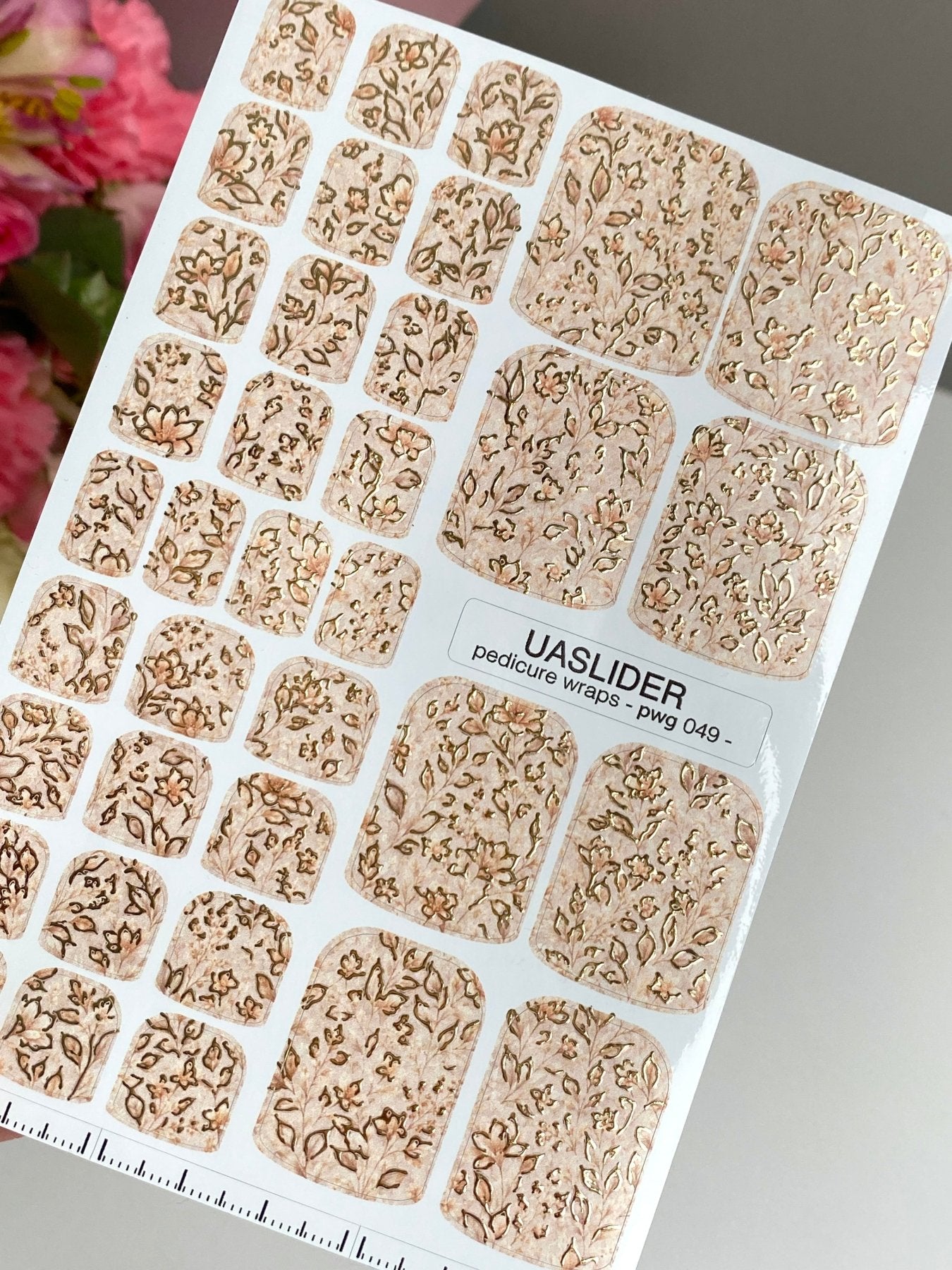 Blush Floral Pedicure Nail Wraps — Gold Foil | pwg-049 - UASLIDER