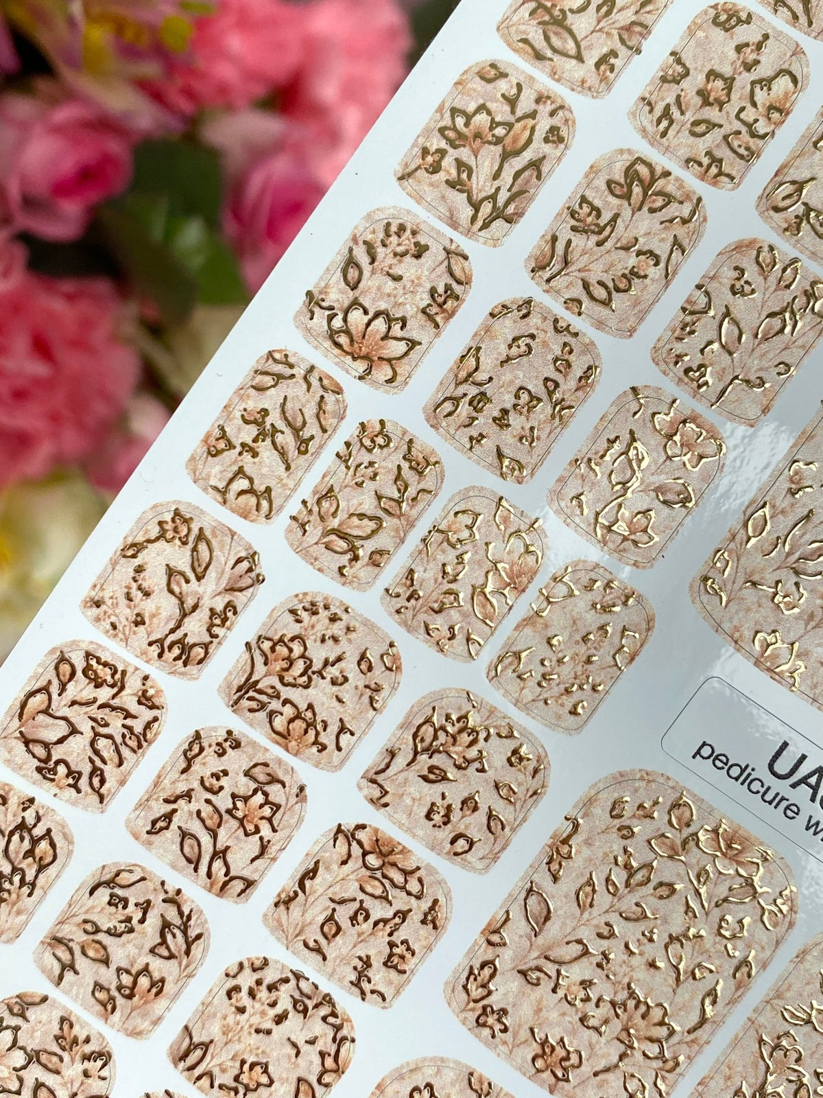 Blush Floral Pedicure Nail Wraps — Gold Foil | pwg-049 - UASLIDER