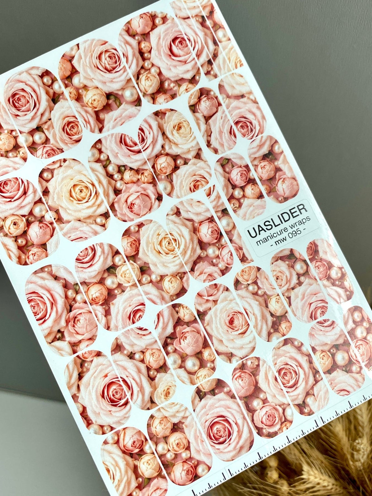 Blush Rose Manicure Wraps — Pearls & Floral Design | mw-095 - UASLIDER