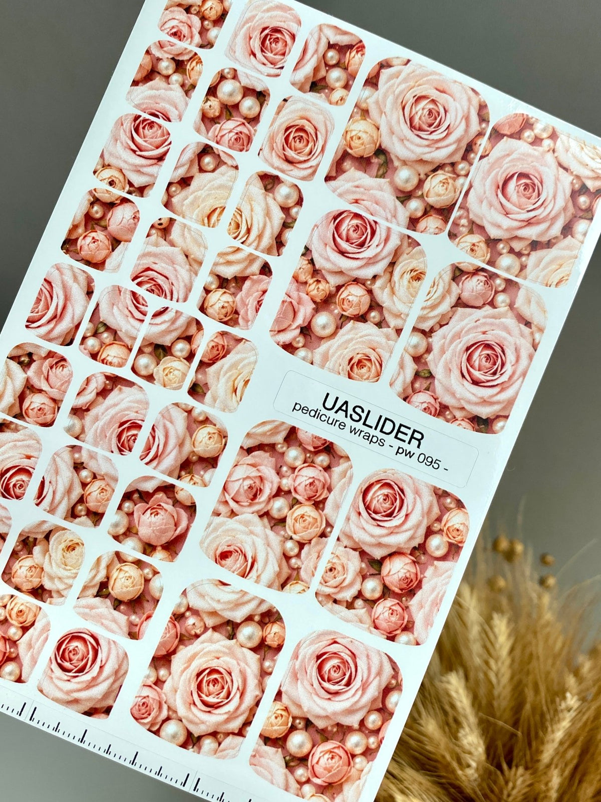 Blush Rose Pedicure Wraps — Pearls & Floral Pattern | pw-095 - UASLIDER