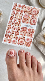 Blush Rose Pedicure Wraps — Pearls & Floral Pattern | pw-095 - UASLIDER