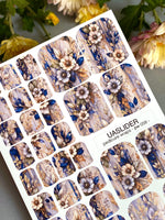 Botanical Bouquet Pedicure Nail Wraps — Navy Leaves on Wood Grain | PW-058 - UASLIDER