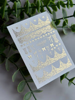 Bow Nail Decals — Gold Foil Lace French Tips & Ribbons | Fg - 331 - UASLIDER